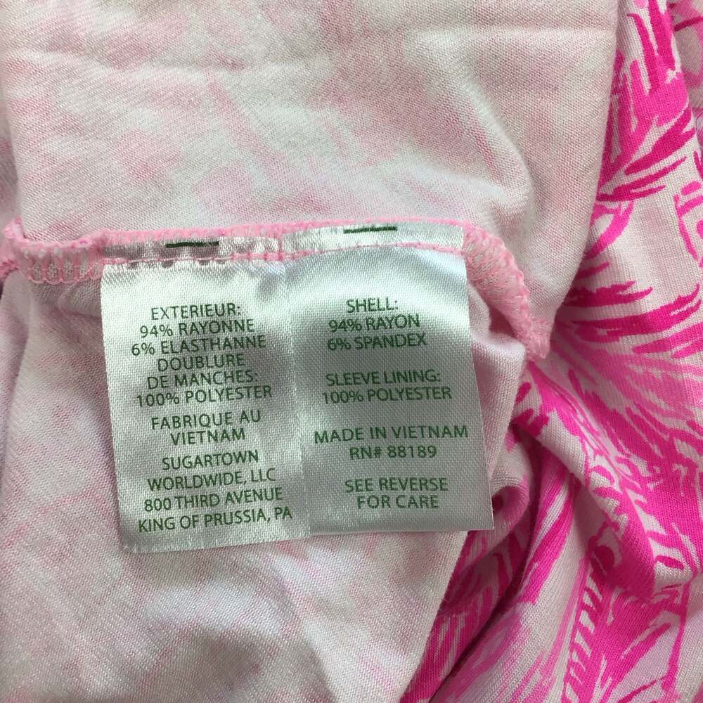 Lilly Pulitzer Chace Faux Wrap Dress Pink Blossom Palm Beach Paradise Medium - Picture 8 of 11